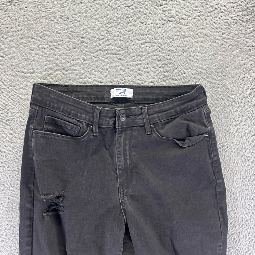 Denizen from Levi's Jeans Womens 10 Black Cotton Denim Skinny Distressed Stretch - Picture 2 of 11